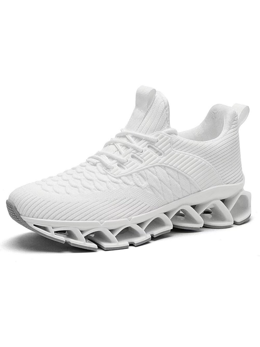 Mens White Comfort Non Slip Work Sport Athletic Trainer Slip on Walking Sneaker - Picture 3 of 7